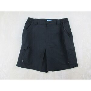 Reel Legends Shorts Mens Medium Black Cargo Lightweight Fishing Fisherman*